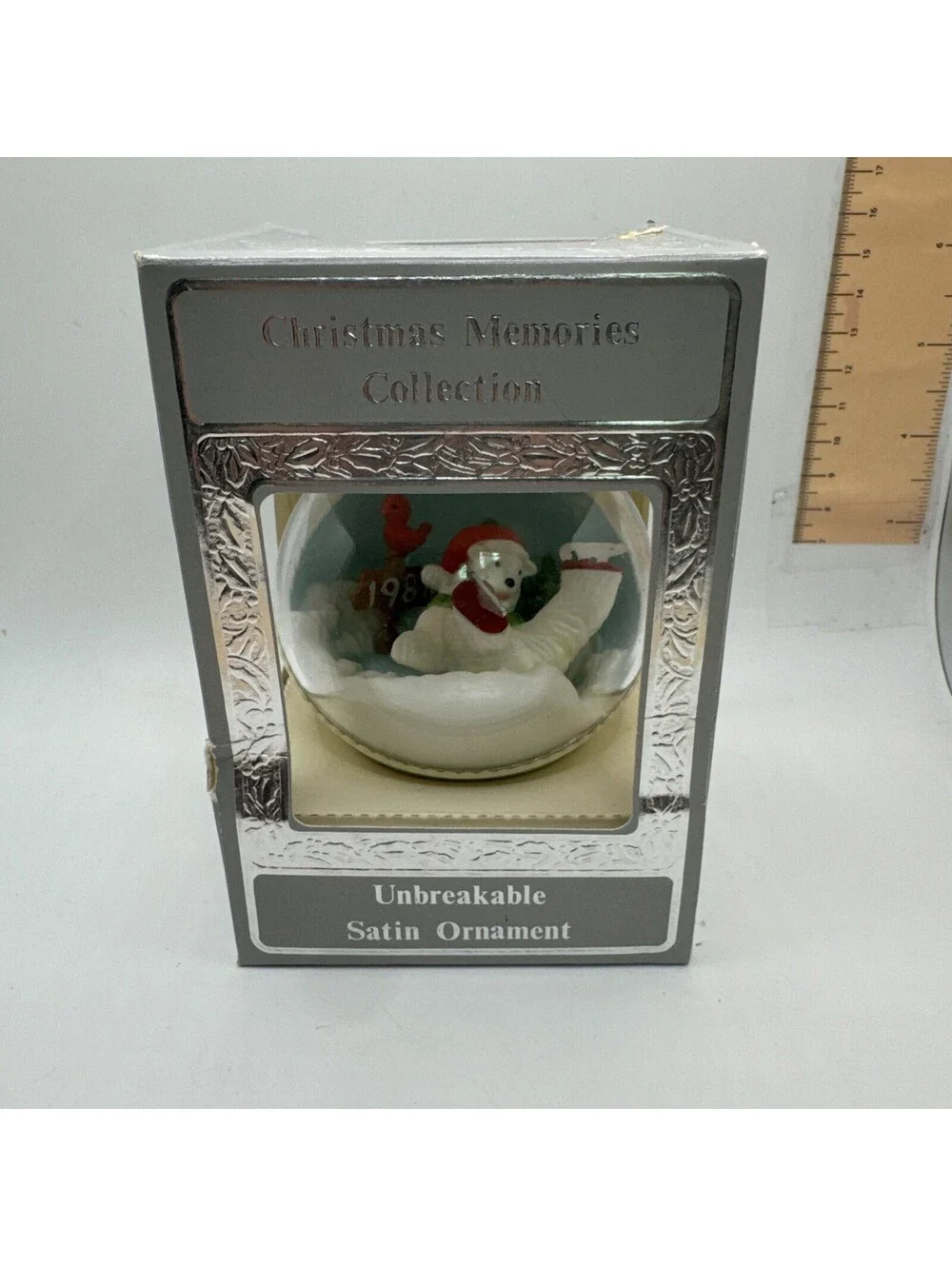 1981 Christmas Memories Collection 1981 Polar Bear Unbreakable Satin Ornament VA